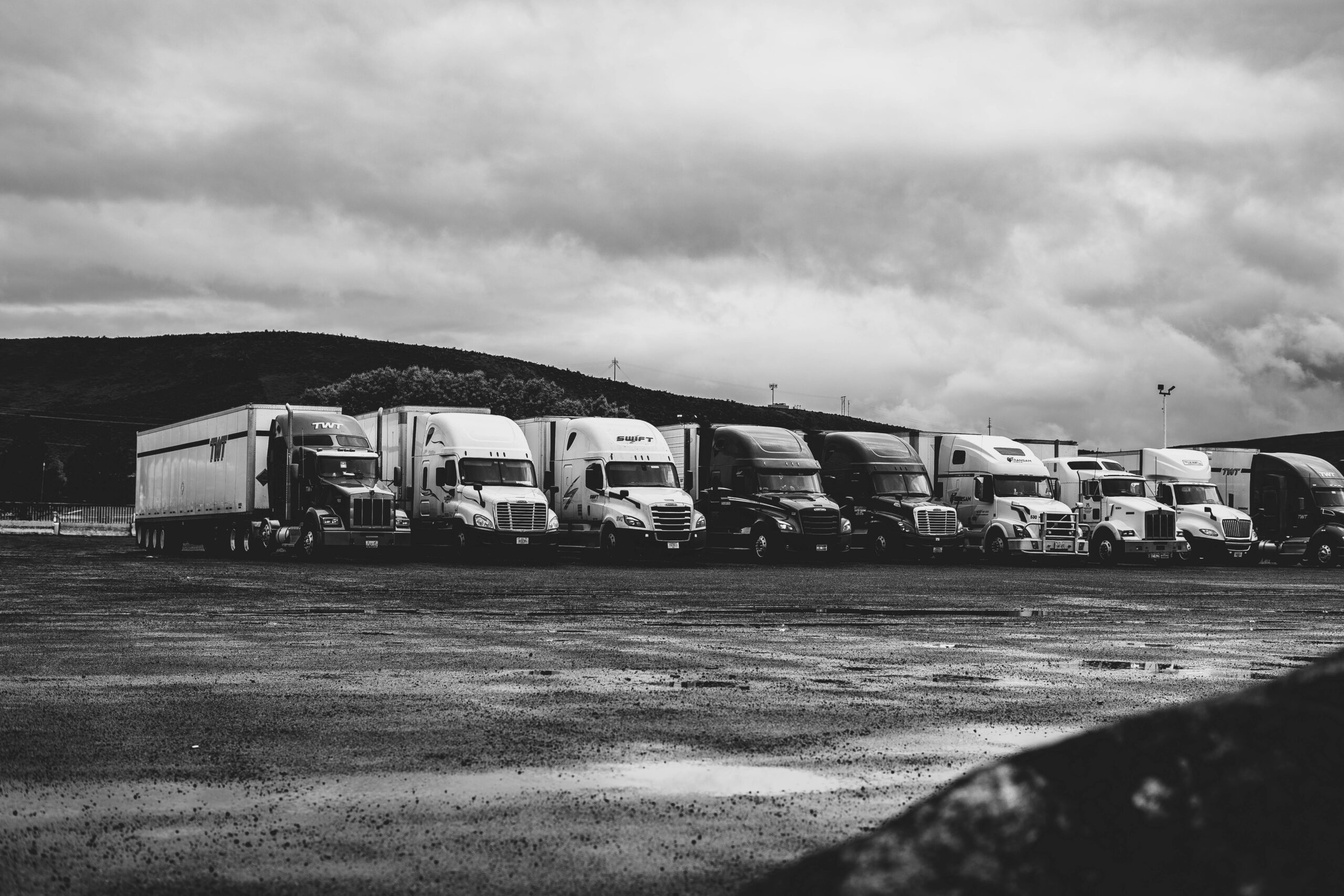 Row of Semi-trucks